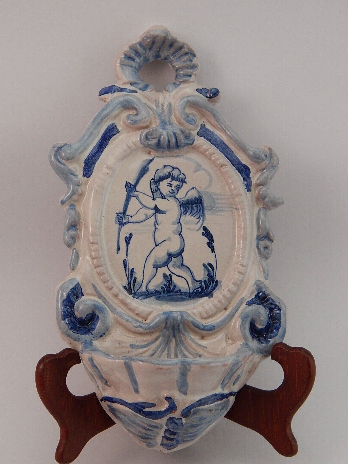 ARTE SACRA ANTICA RARA PREZIOSA ACQUASANTIERA CERAMICA MAIOLICA ALBISOLA