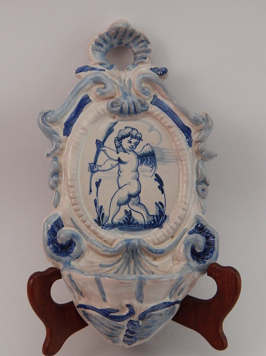 ARTE SACRA ANTICA RARA PREZIOSA ACQUASANTIERA CERAMICA MAIOLICA ALBISOLA
