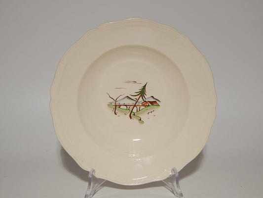 ANTICO PIATTO FONDO CERAMICA S.C.I. LAVENO ANDLOVIZ PAESAGGIO DIPINTO A MANO #