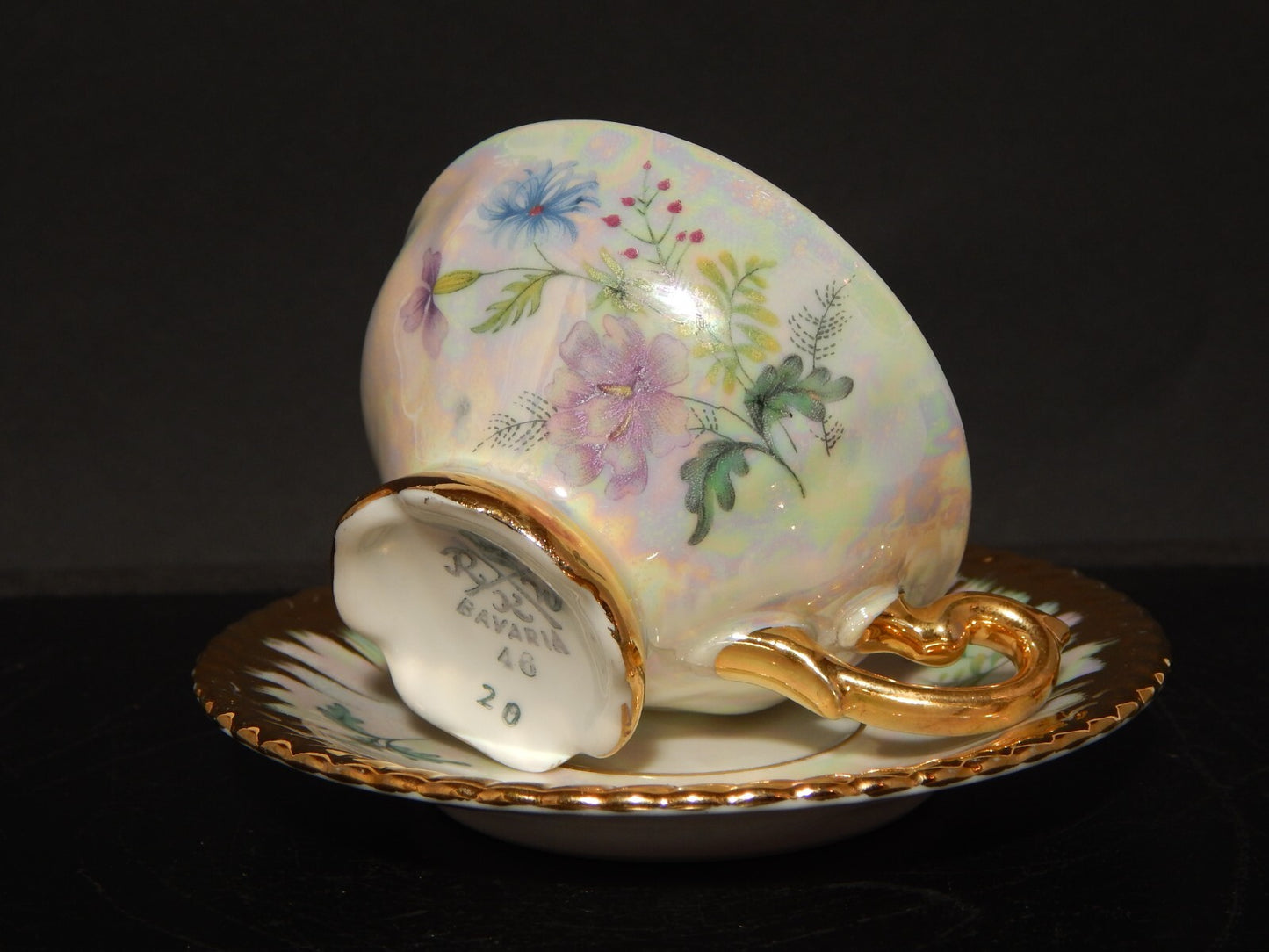 ANTICA RARA TAZZINA CAFFE' PORCELLANA BAVARIA RUDOLF WACHTER DECORO LUSTRO E ORO