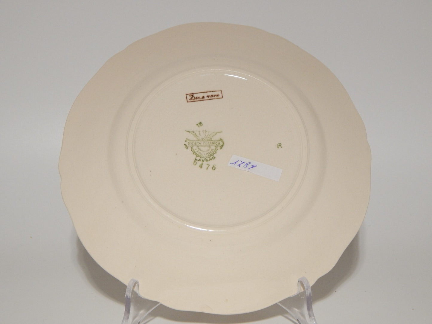 ANTICO PIATTO PI ANO CERAMICA S.C.I. LAVENO ANDLOVIZ PAESAGGIO DIPINTO A MANO #