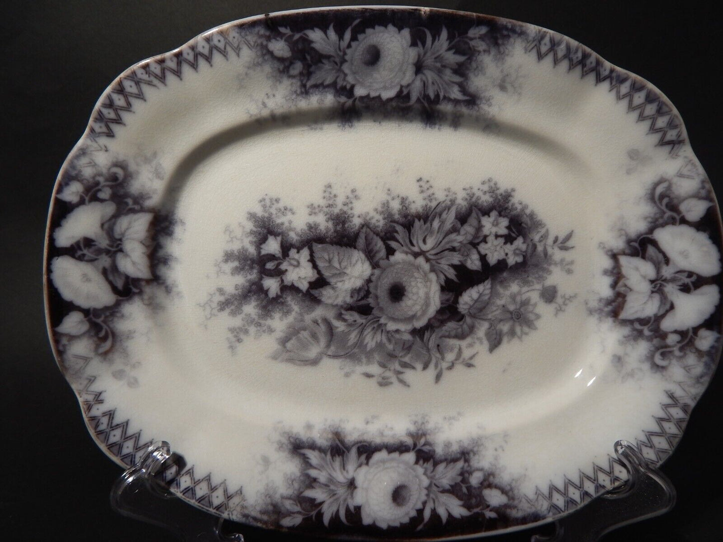 ANTICO RARO VASSOIO CERAMICA DECORO JARDINIERE VILLEROY & BOCH FINE '800