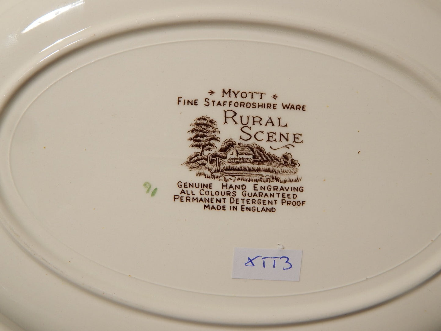 ANTICO VASSOIO CERAMICA INGLESE MYOTT DISEGNO RURAL SCENE STAMPA A MANO X553