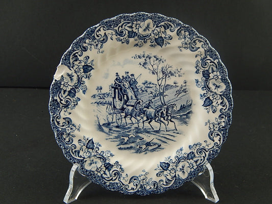 VINTAGE AUTENTICO PIATTO CM 16 PORCELLANA JOHNSON BROS COACHING SCENE DIFETTO