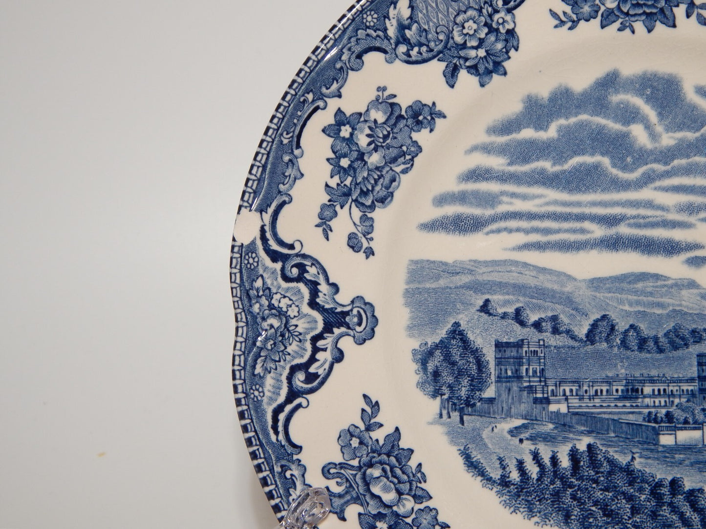 VINTAGE JOHNSON BROS OLD BRITAIN CASTLE BLU PIATTO DESSERT PORCELLANA DIFETTO #