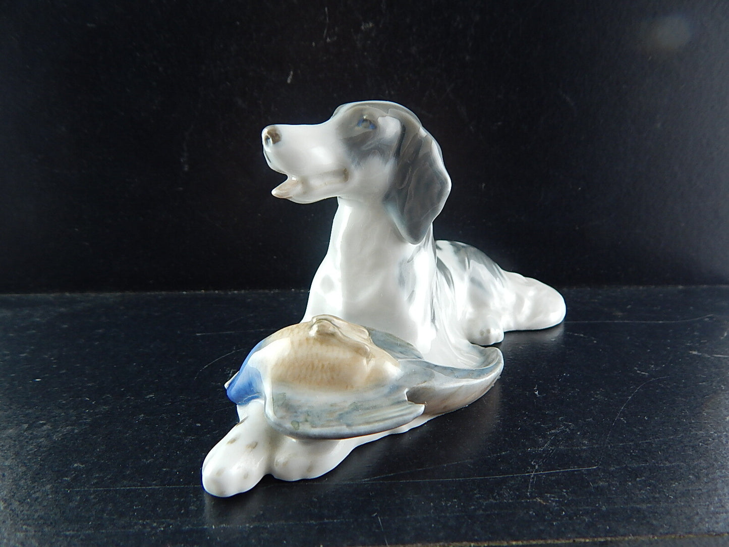 VINTAGE ROYAL COPENHAGEN RARA AUTENTICA STATUINA PORCELLANA SETTER CON FAGIANO