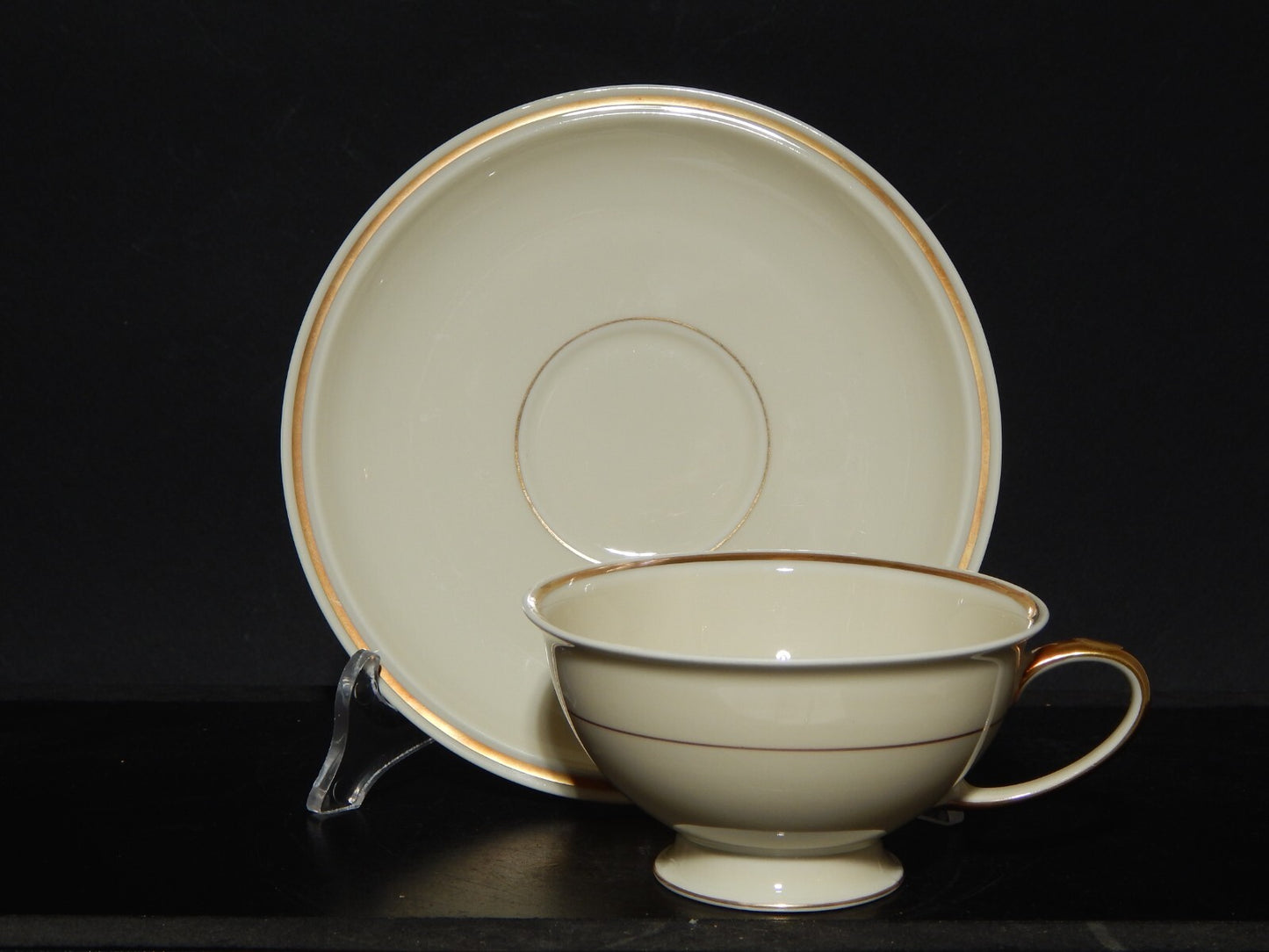 PREZIOSO SERVIZIO 6 TAZZE DA TE' PORCELLANA ROSENTHAL WINIFRED COLOR CREMA ORO