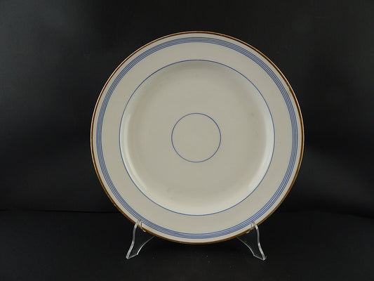 ANTICO PIATTO VASSOIO ROTONDO PORCELLANA PARIGI BIANCA BLU ORO NAPOLEONE III #