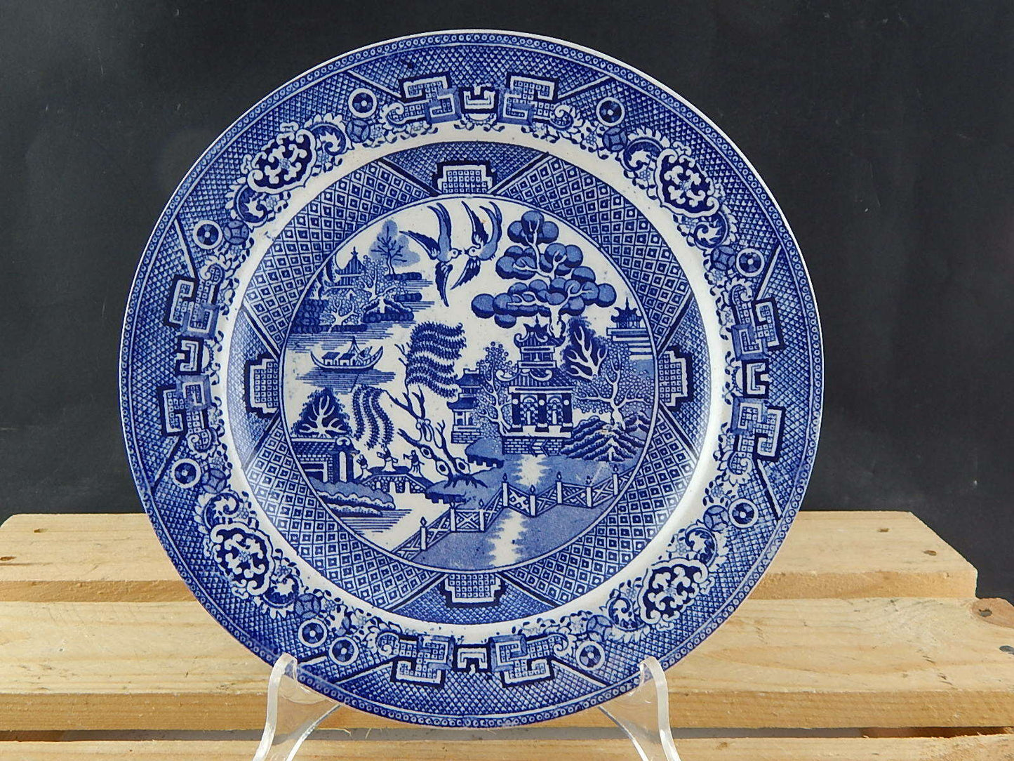 ANTICO PIATTO PORCELLANA WILLOW VITTORIANO LONDON FINE 800 COLLEZIONE