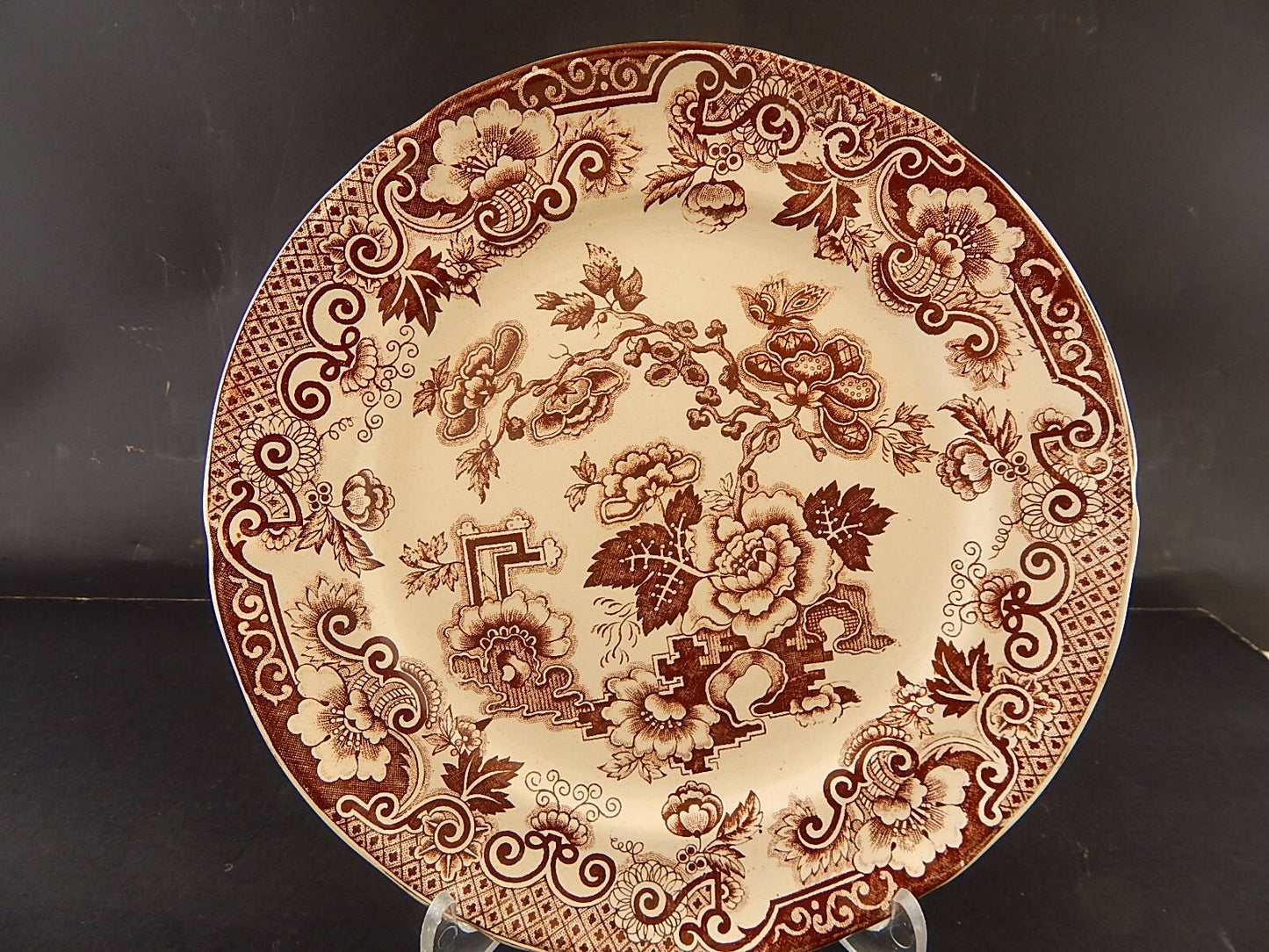 ANTICO 1930 RARO PIATTO CERAMICA RICHARD MILANO DECORO JAPON BIANCO MARRONE