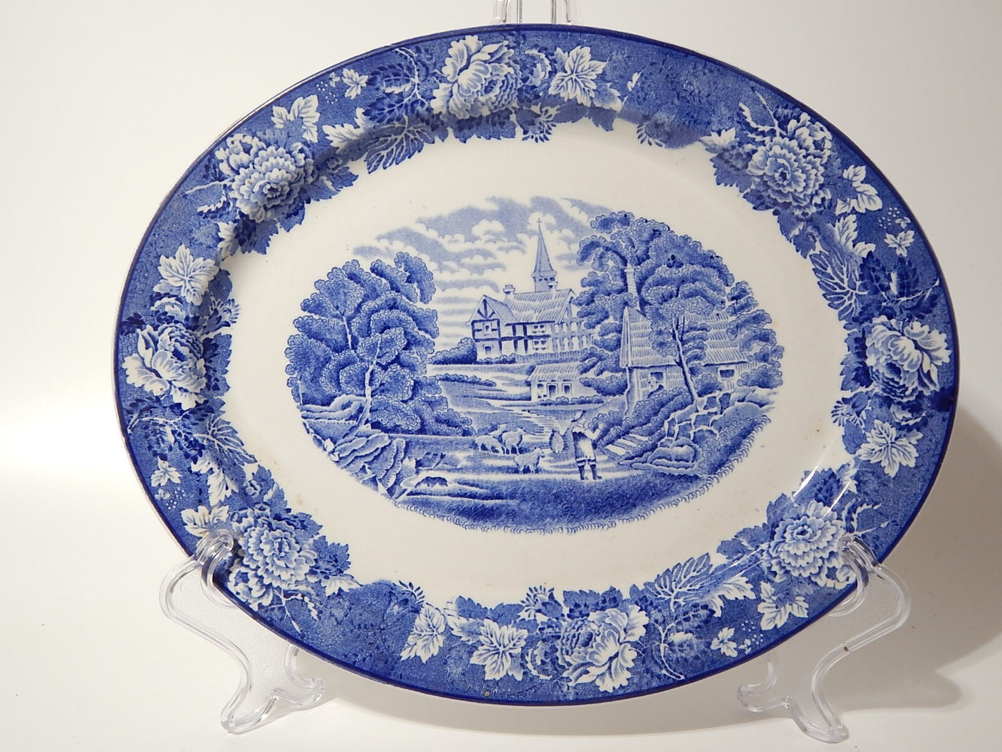 VINTAGE ENOCH WOOD'S ENGLISH SCENERY PIATTO PORTATA VASSOIO SEMI PORCELLANA 1761