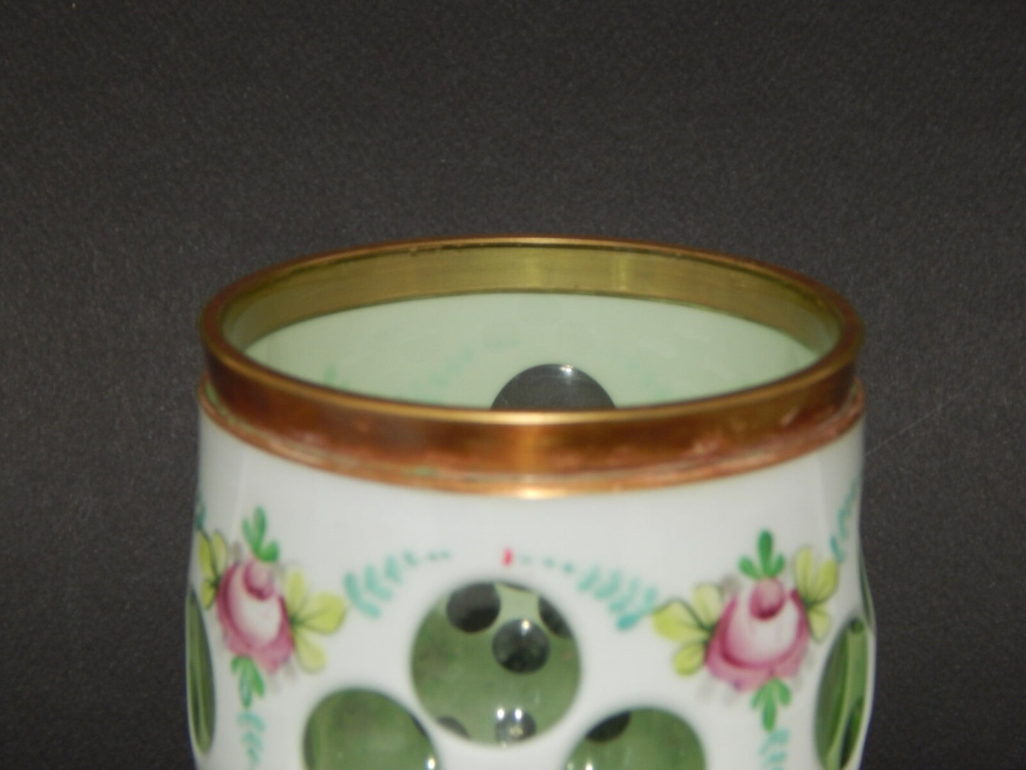 ANTICO PREZIOSO BICCHIERE BOCCALE CRISTALLO BOEMIA BIEDERMEIER INCAMICIATO