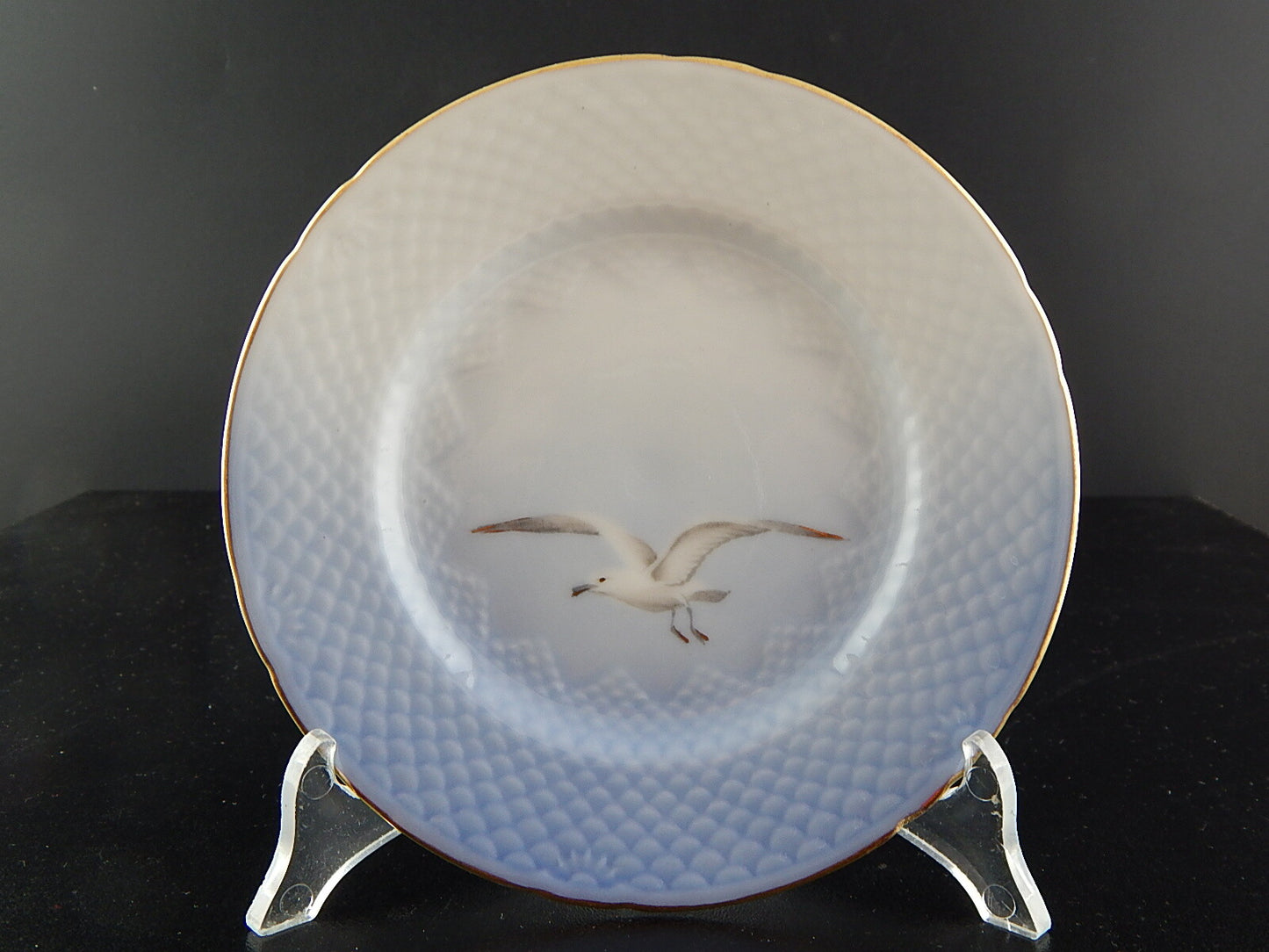 ROYAL COPENHAGEN BING&GRONDAHL ANTICO PIATTO DOLCE PORCELLANA DECORO GABBIANI