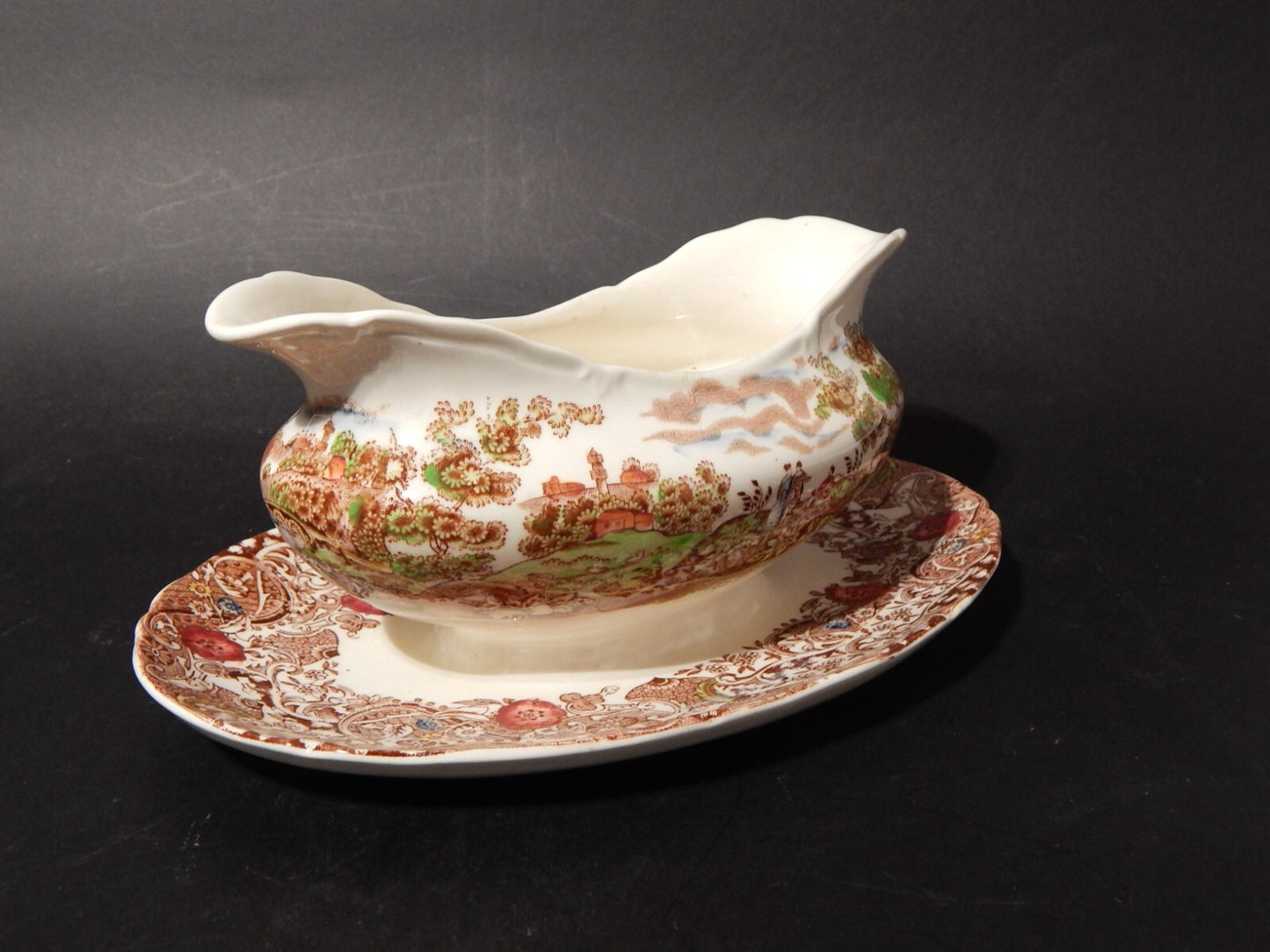 ANTICA SALSIERA SEMI PORCELLANA INGLESE W. R. MIDWINTER LANDSCAPE