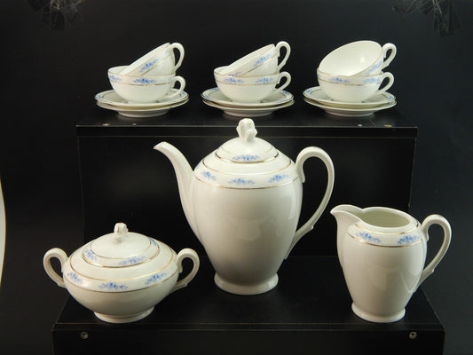 ANTICO 1945 ART DECO PREZIOSO SERVIZIO CAFFE' PORCELLANA H & C CHODAU BOHEMIA