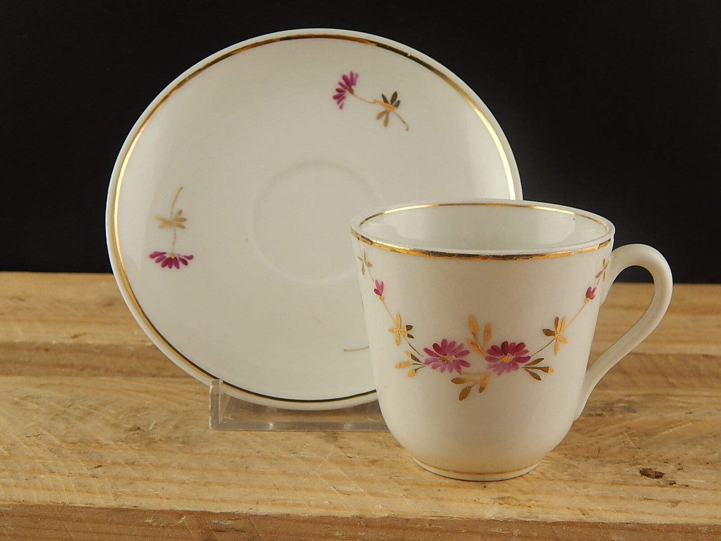 ANTICA TAZZA E PIATTINO PORCELLANA GINORI ART NOUVEAU DIPINTA A MANO #4671