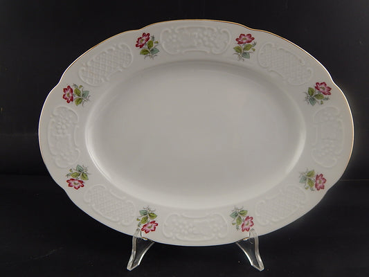 VINTAGE RICHARD GINORI VASSOIO PIATTO PORTATA PORCELLANA DECORO ROSA CANINA