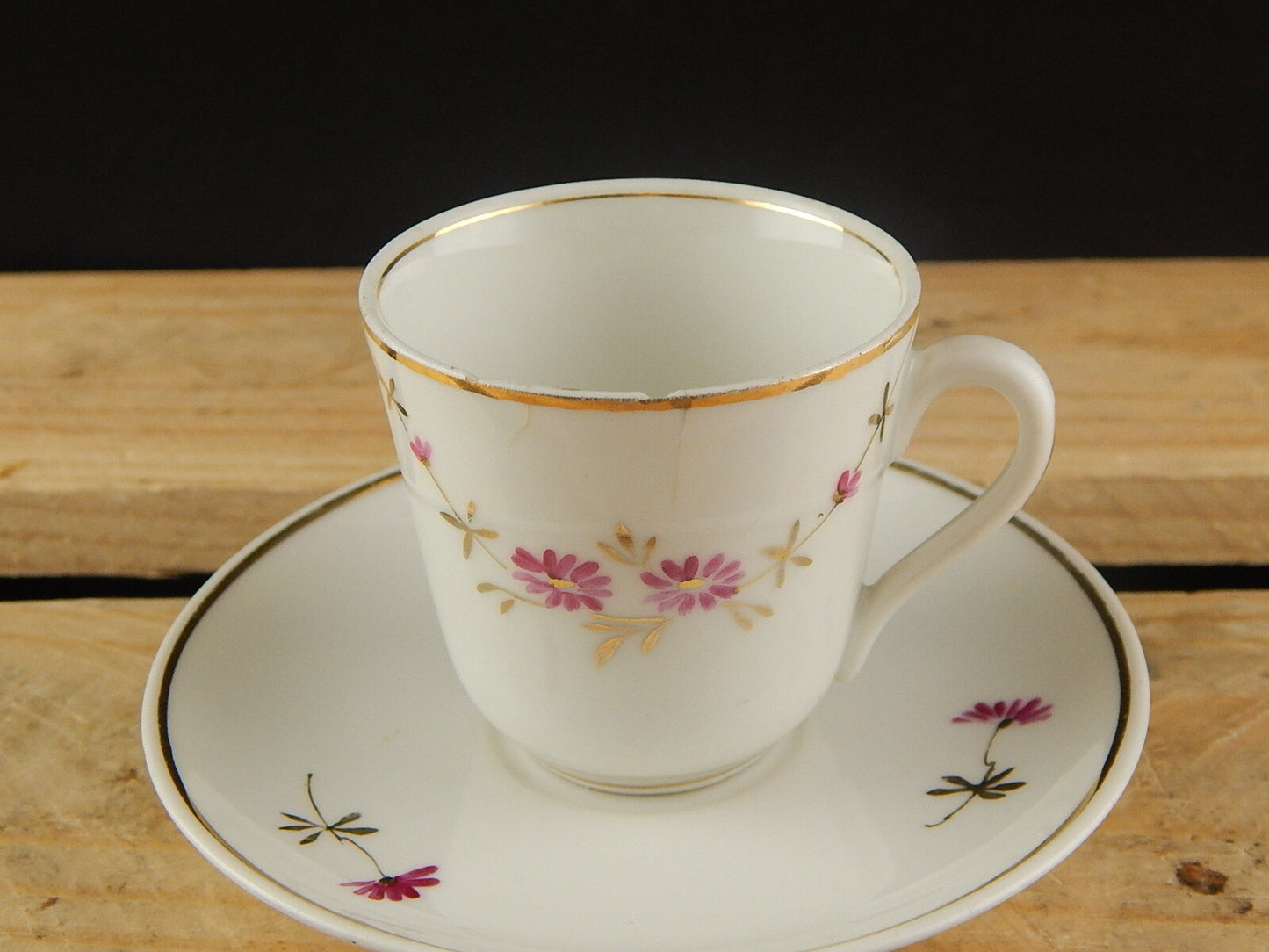 ANTICA TAZZA E PIATTINO PORCELLANA GINORI ART NOUVEAU DIPINTA A MANO #4673