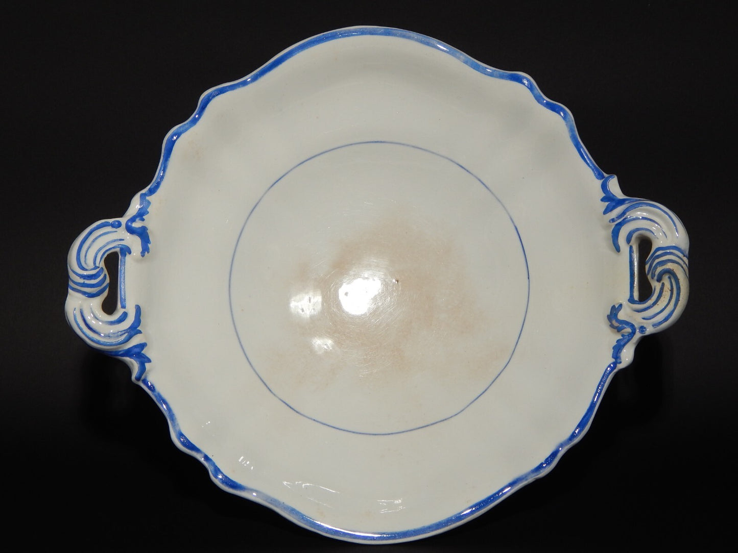 ANTICA ALZATA FRUTTIERA CENTROTAVOLA CERAMICA BIANCA BLU RICHARD MILANO FINE 800