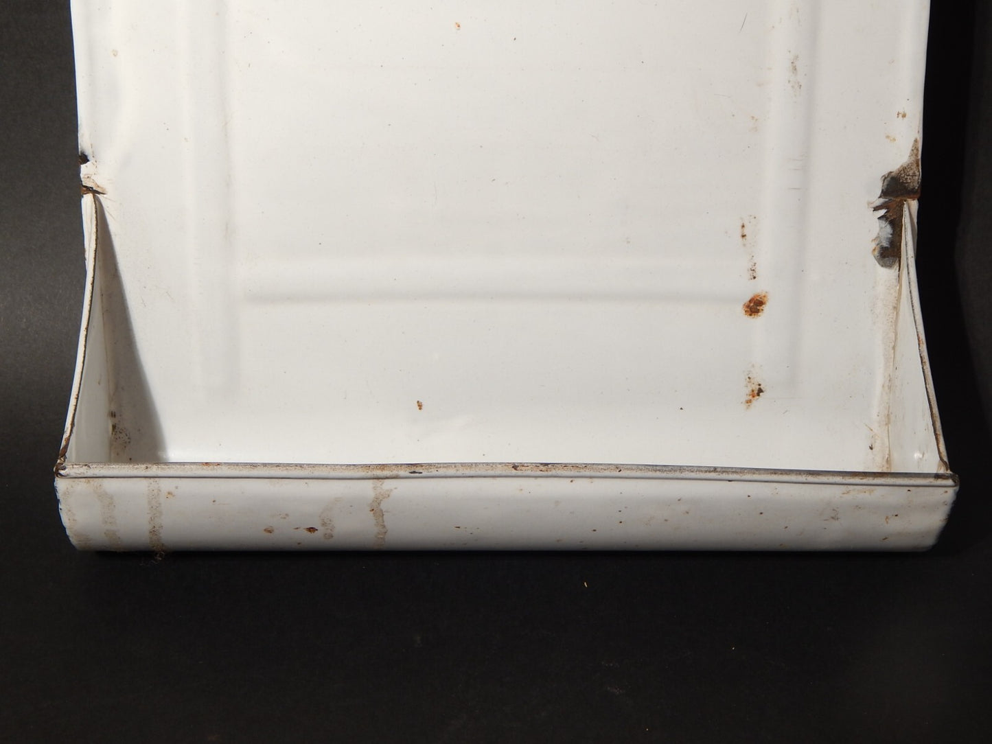 ANTICO PORTA MESTOLI CUCINA ANNI '30 LATTA SMALTATA PORCELLANATA BIANCA