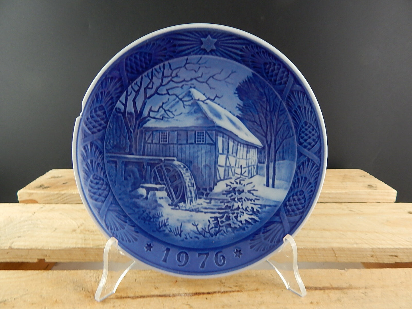 ROYAL COPENHAGEN PIATTO DI NATALE 1976 ORIGINALE PORCELLANA BLU DIFETTO