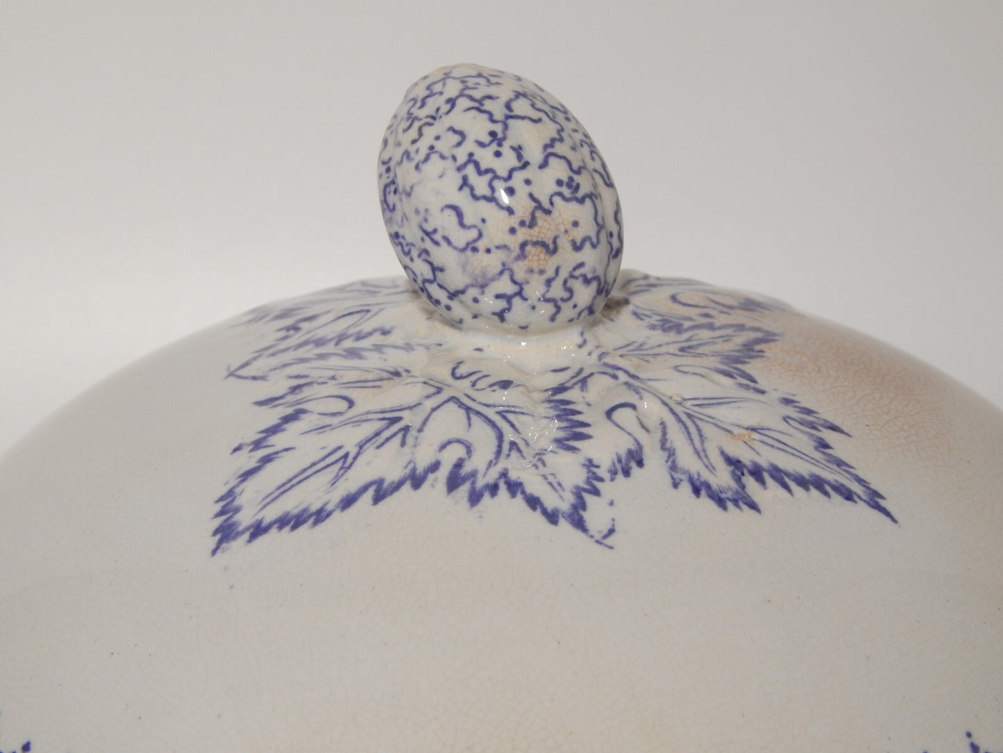 ANTICA LEGUMIERA CENTROTAVOLA CERAMICA INGLESE PRIMAVESI ERMINE BORDER VIOLA #