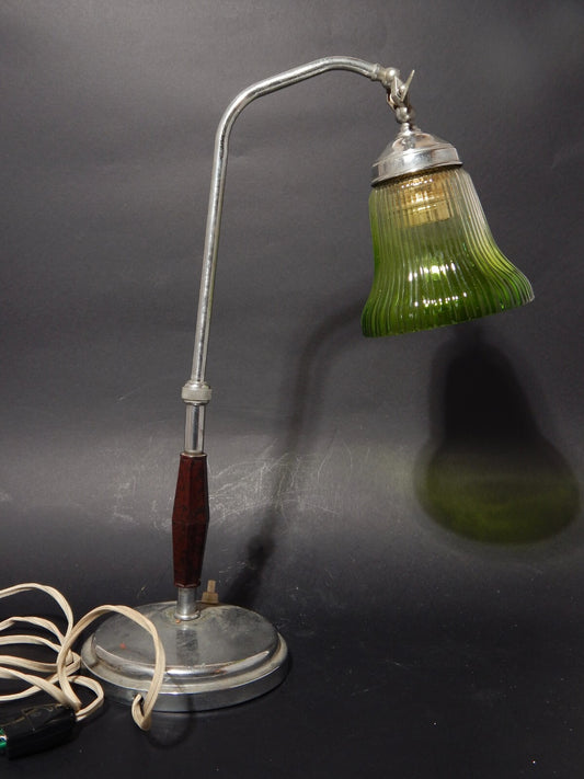 ANTICA LAMPADA TAVOLO SCRIVANIA ART DECO MINISTERO CON PARALUME VETRO VERDE