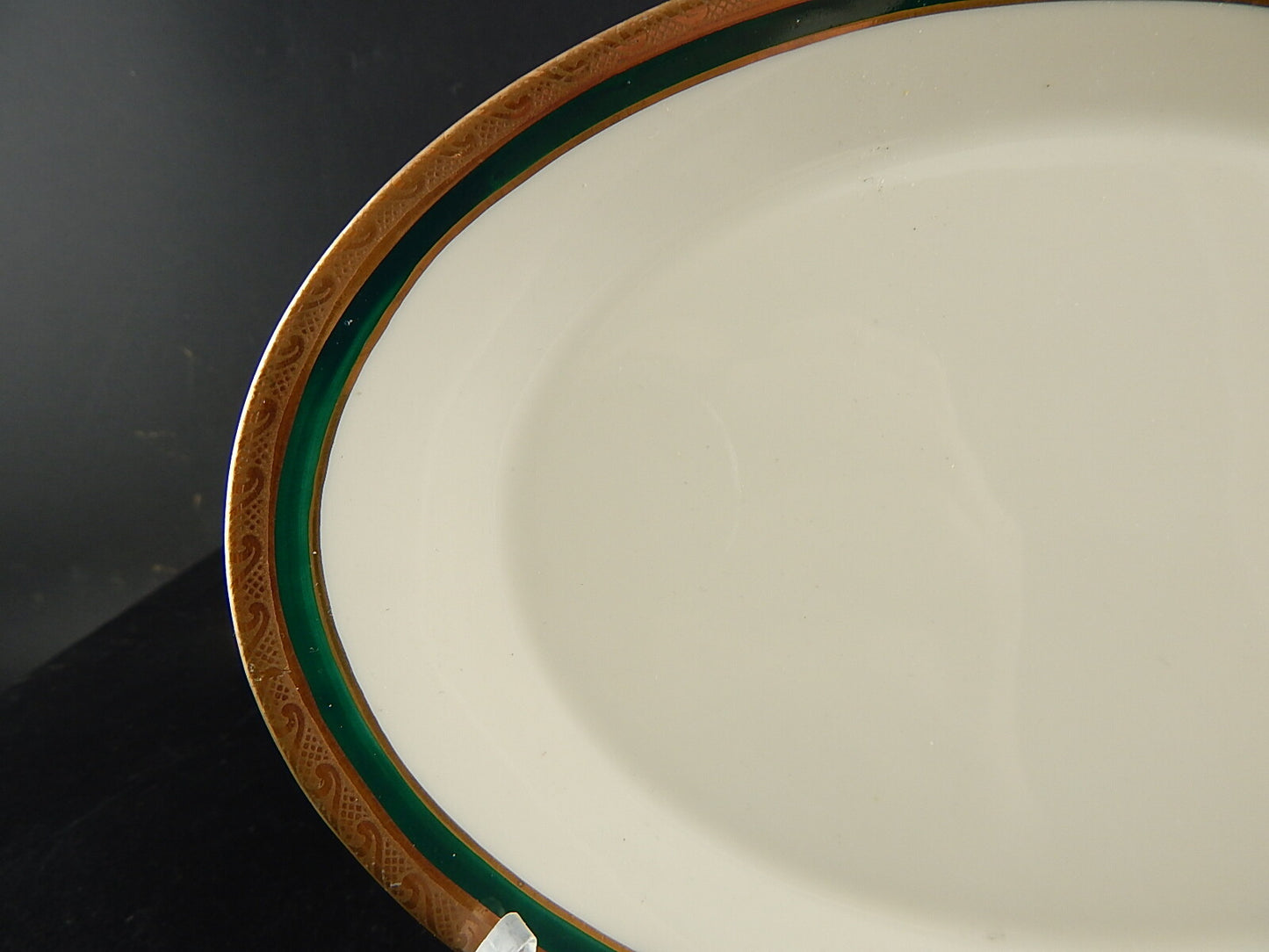 RETRO ELEGANTE RAVIERA VASSOIO IMPERO PORCELLANA BAVARIA AVORIO SMERALDO ORO