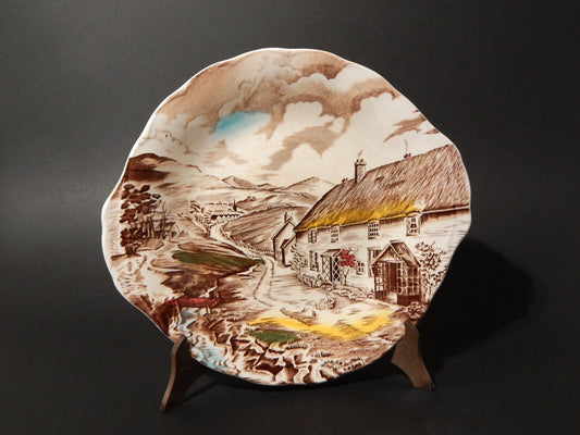 VINTAGE RARO VASSOIO CON MANICI CERAMICA W. H. GRINDLEY STAMPA MANO QUIET DAY