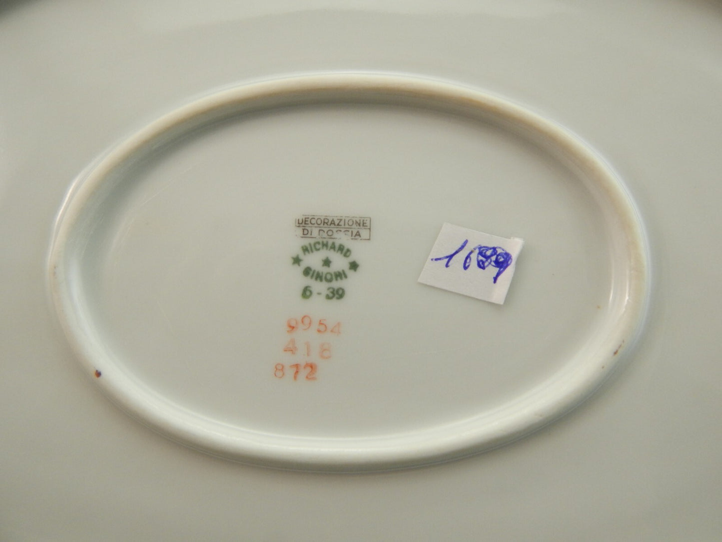 ANTICO PREZIOSO VASSOIO OVALE IMPERO PORCELLANA RICHARD GINORI DOCCIA DEL 1939 *