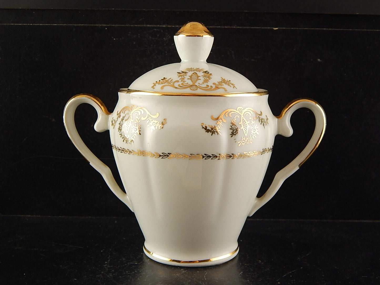 ANTICO SERVIZIO CAFFÈ PORCELLANA BIANCA ORO PORCELAINE COMPAGNIE LUXE NATIONALE