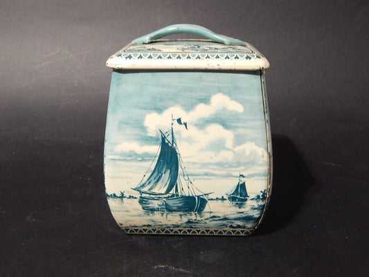 COLLEZIONE RETRO ORIGINALE RARA SCATOLA LATTA CON MARINA E MULINO A VENTO