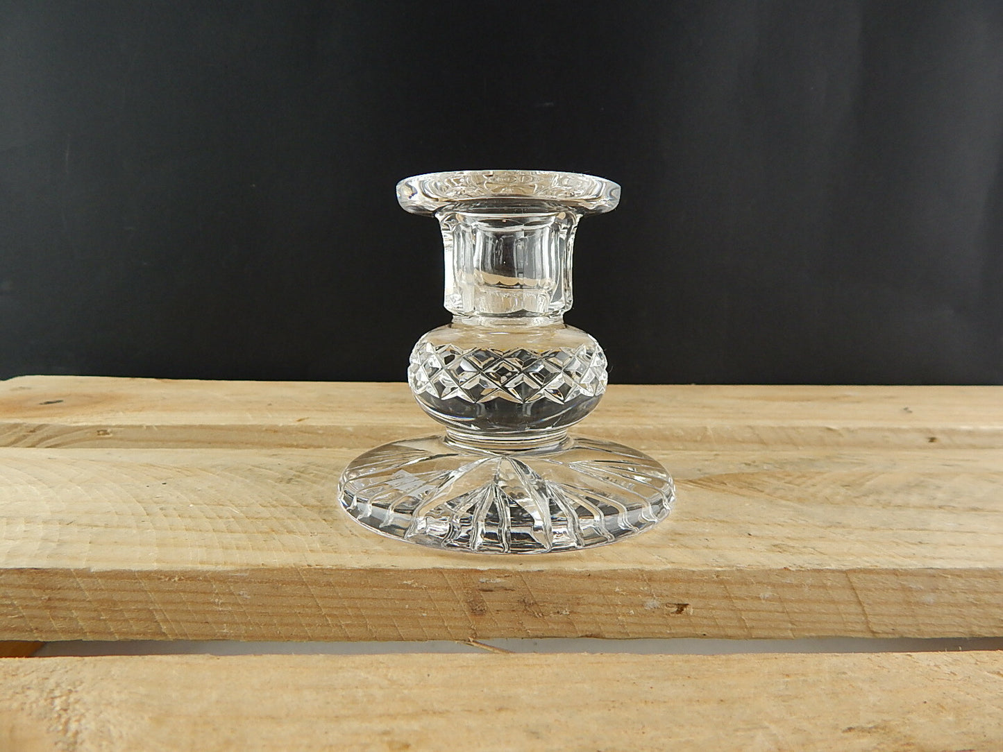 VINTAGE PREZIOSO PORTA CANDELA CANDELIERE CRISTALLO MOLATO BOEMIA