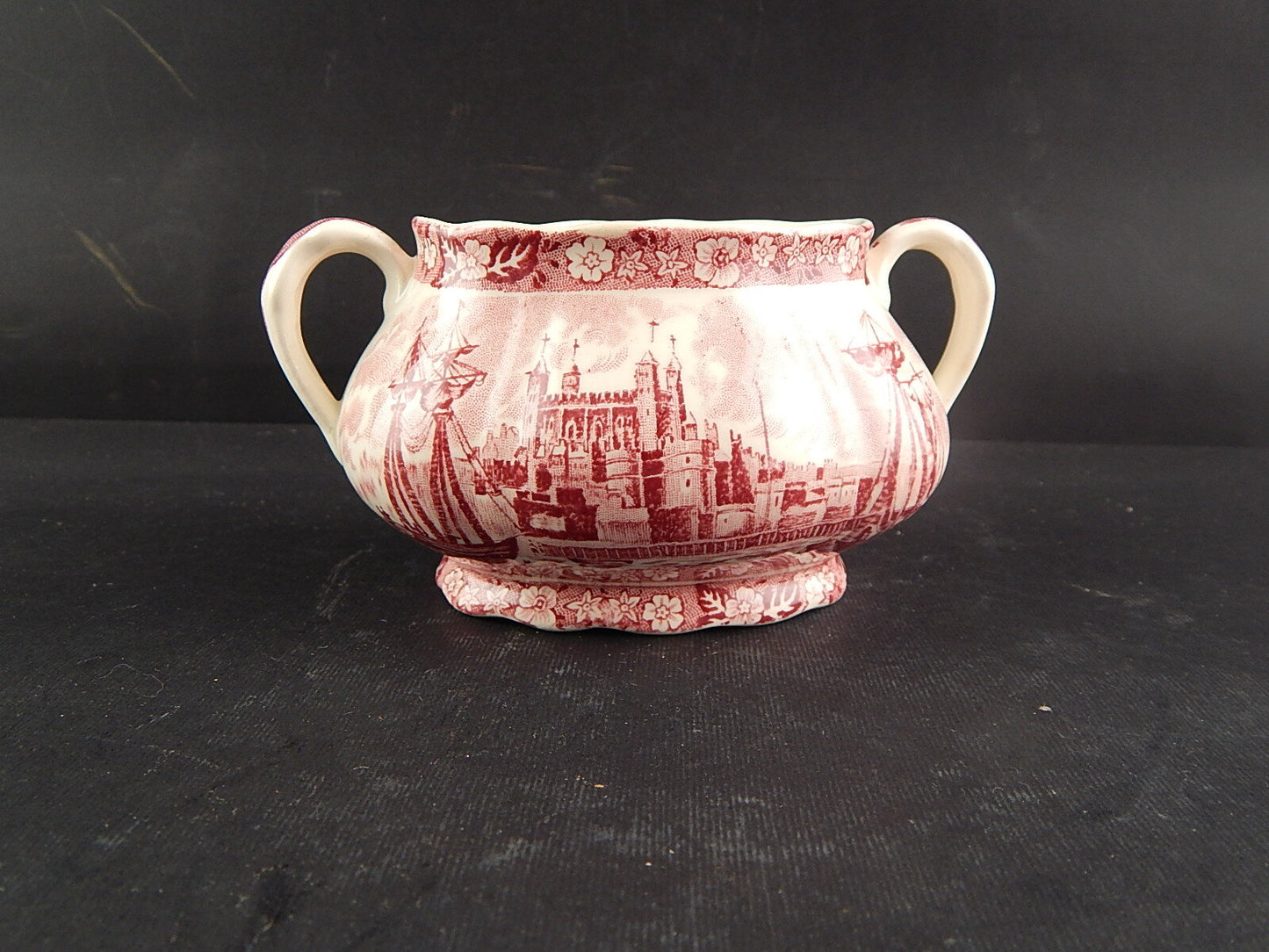 ANTICA ZUCCHERIERA SEMI PORCELLANA PALISSY POTTERY THAMES RIVER TOWER OF LONDON