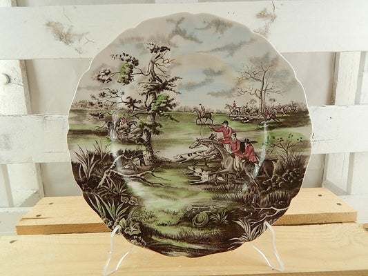 VINTAGE PIATTO PORCELLANA JOHNSON BROS COLLEZIONE TALLY HO VIEW HALOO