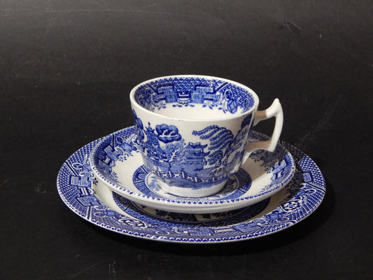 ANTICO TRIO TAZZA CERAMICA POTTERY WOOD&SONS BURSLEM ENOCH1784RALPH1750 WILLOW