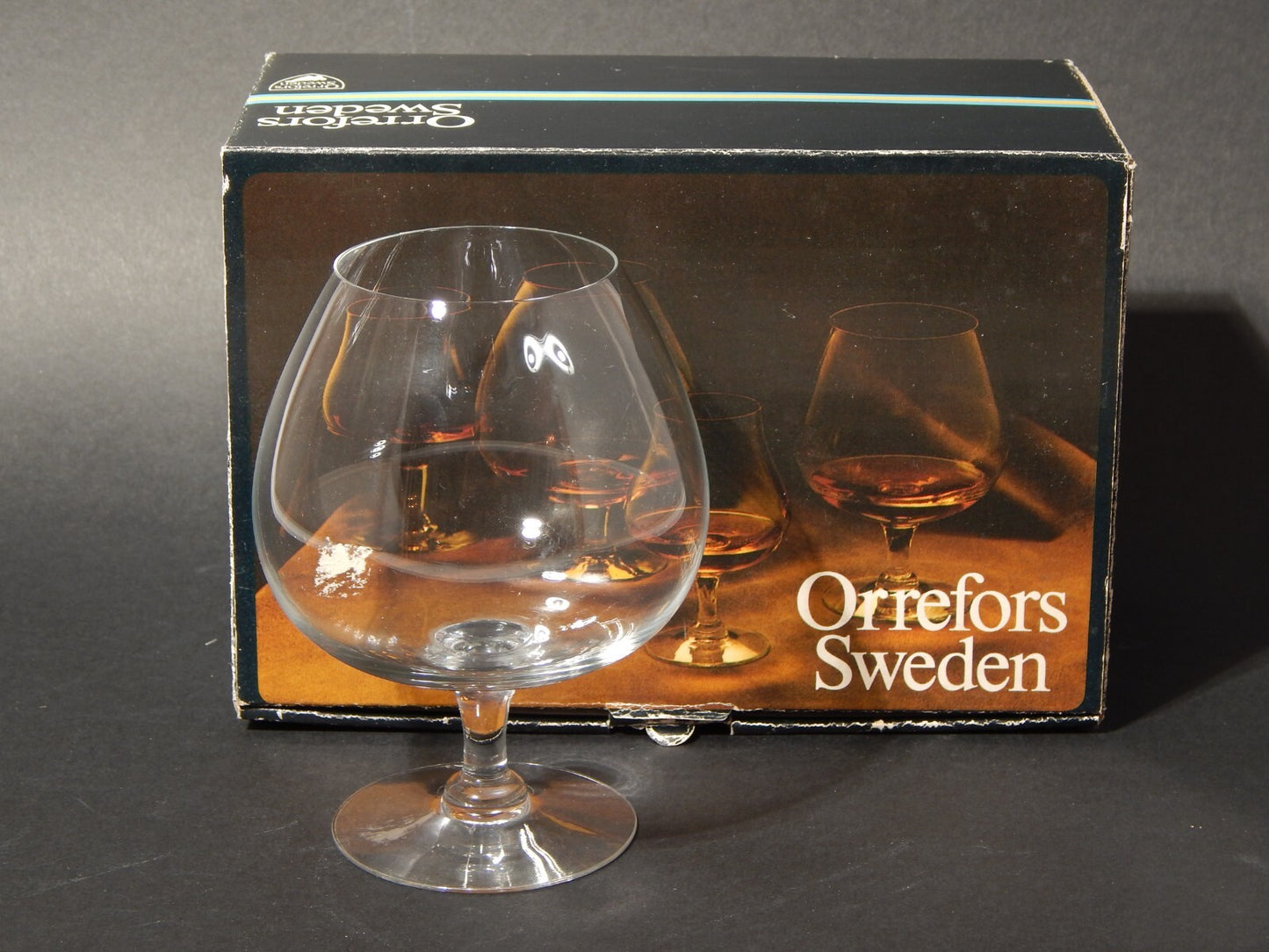 VINTAGE COPPIA BICCHIERI CALICI COGNAC CRISTALLO ORREFORS DISEGN EDWARD HALD