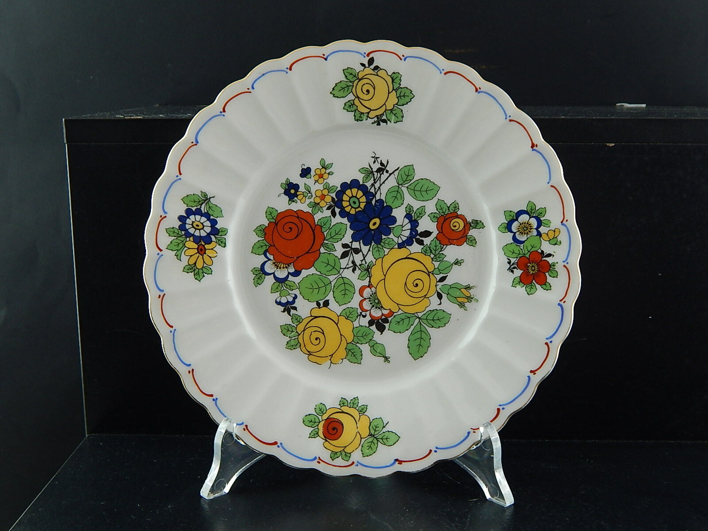 ANTICO SET TRIO TAZZA TÈ 2 PIATTI PORCELLANA WÜRTTEMBERG BAUER & PFEIFFER