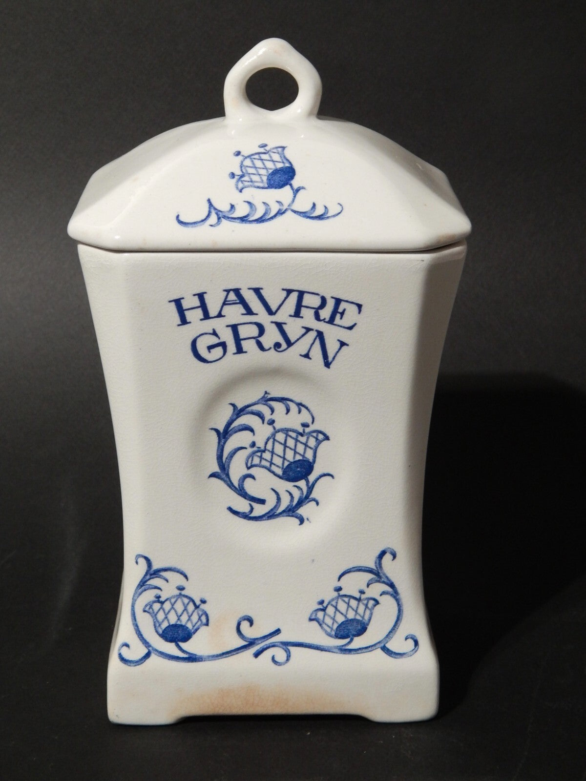 ANTICO RARO LIBERTY VASO BARATTOLO CUCINA CERAMICA RORSTRAND HAVRE GRYN SEMOLA