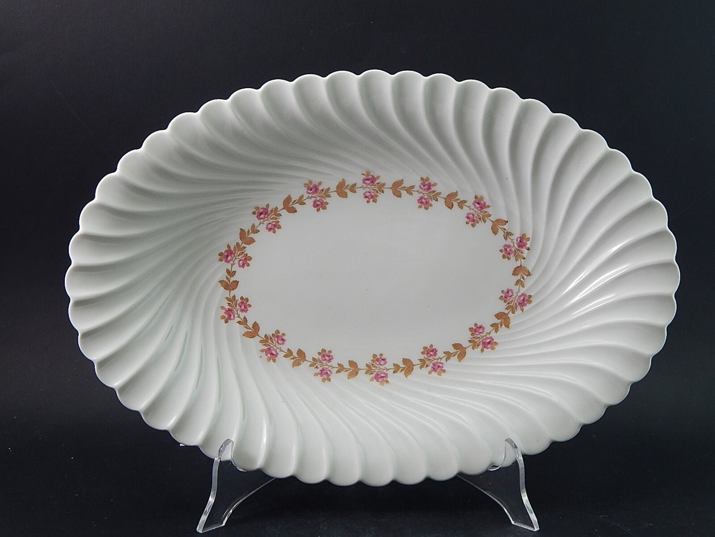 VINTAGE ELEGANTE VASSOIO OVALE PORCELLANA BIANCA FIORELLINI LIMOGES HAVILAND #
