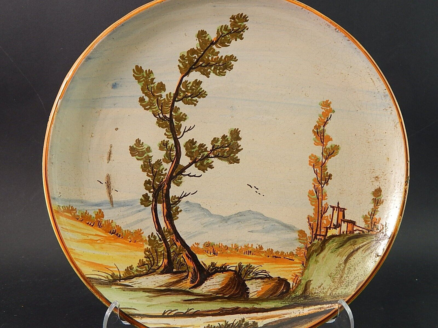 ANTICO PIATTO PARATA MAIOLICA CERAMICA BOTTEGA CASTELLI ABRUZZO #2140