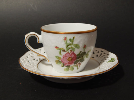 VINTAGE TAZZA PORCELLANA SCHUMANN BAVARIA PIERRE JOSEPH REDOUTE' ROSA CLASSICA #