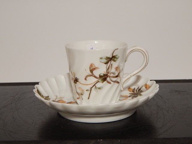 ANTICA ART NOUVEAU TAZZINA CAFFE' PORCELLANA HAVILAND & CO LIMOGES FIORI ROVO ¶¶