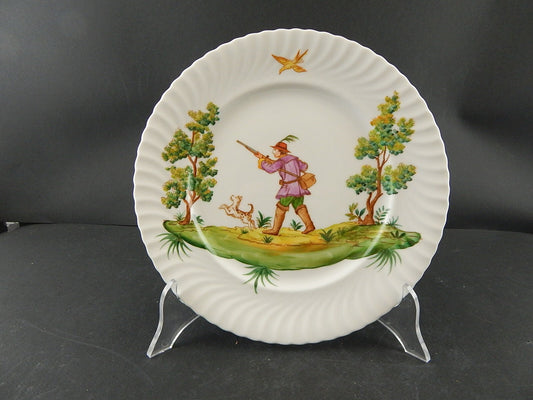 PIATTO PORCELLANA DIPINTO ARTE MORBELLI VECCHIO MILANO VITA POPOLARE CACCIATORE