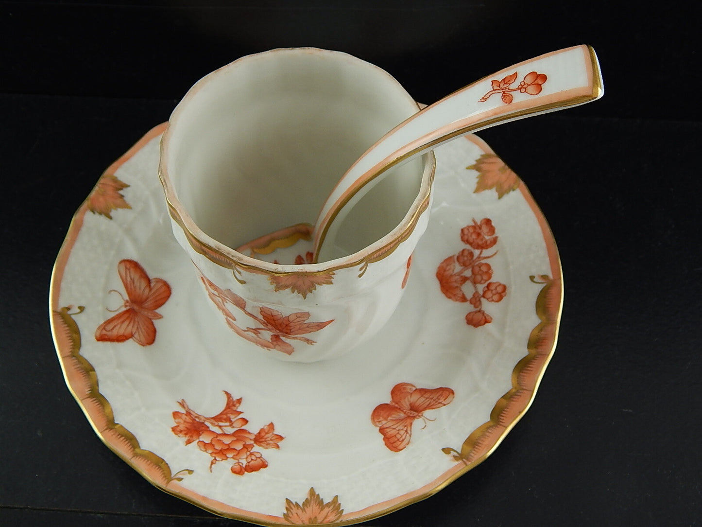 PORCELLANA HEREND INTROVABILE PORTA MARMELLATA DIPINTA A MANO FARFALLE FORTUNA