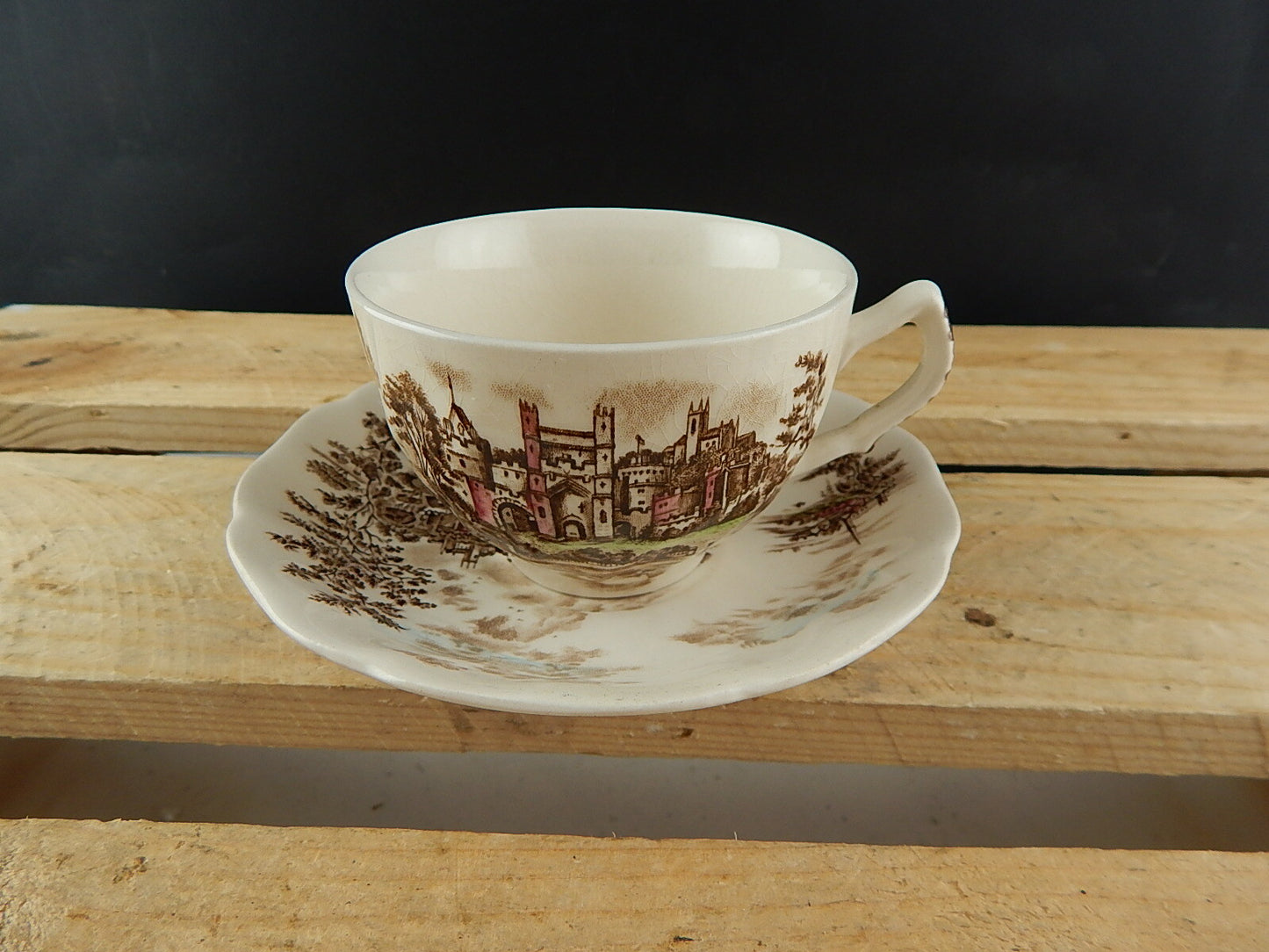 VINTAGE SEMI PORCELLANA JOHNSON BROS COLLEZIONE ANCIENT TOWERS TAZZA TE'