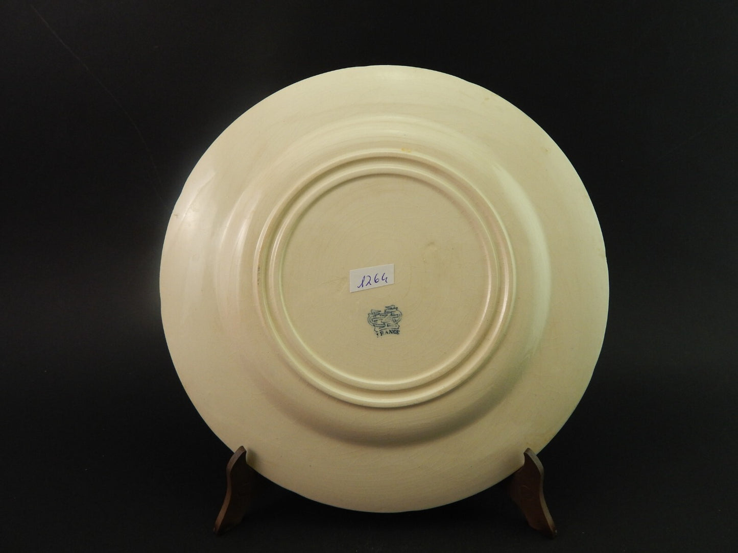 ANTICO RARO DEL 1923 PIATTO MAIOLICA CERAMICA GIEN DECORO BLU ALLA ROUEN #1764