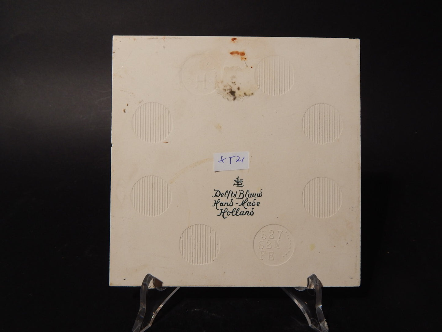 VINTAGE AUTENTICA PIASTRELLA MATTONELLA PORCELLANA DI DELFTS BLAUW BIANCO BLU