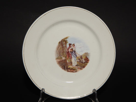 ANTICO PIATTO CERAMICA RICHARD MILANO DECORO SCENA BUCOLICA PRIMO 900