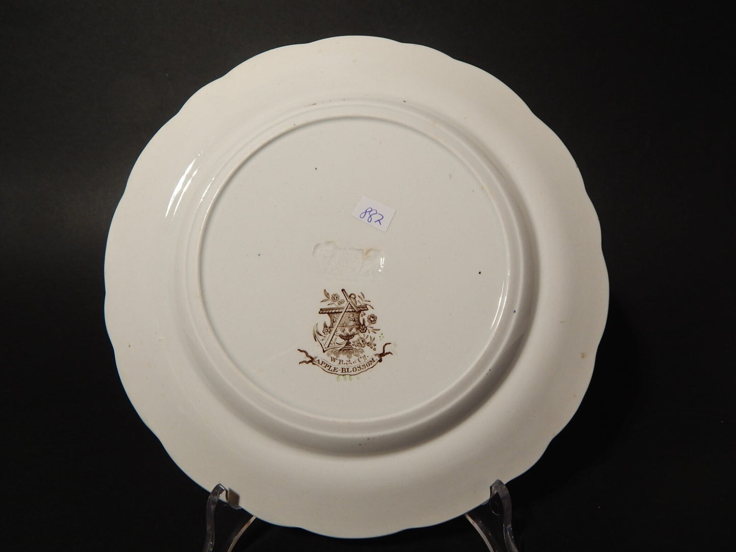 ANTICO 1850 PIATTO PIANO SEMI PORCELLANA INGLESE RIDGWAY &C. APPLE BLOSSOM #887